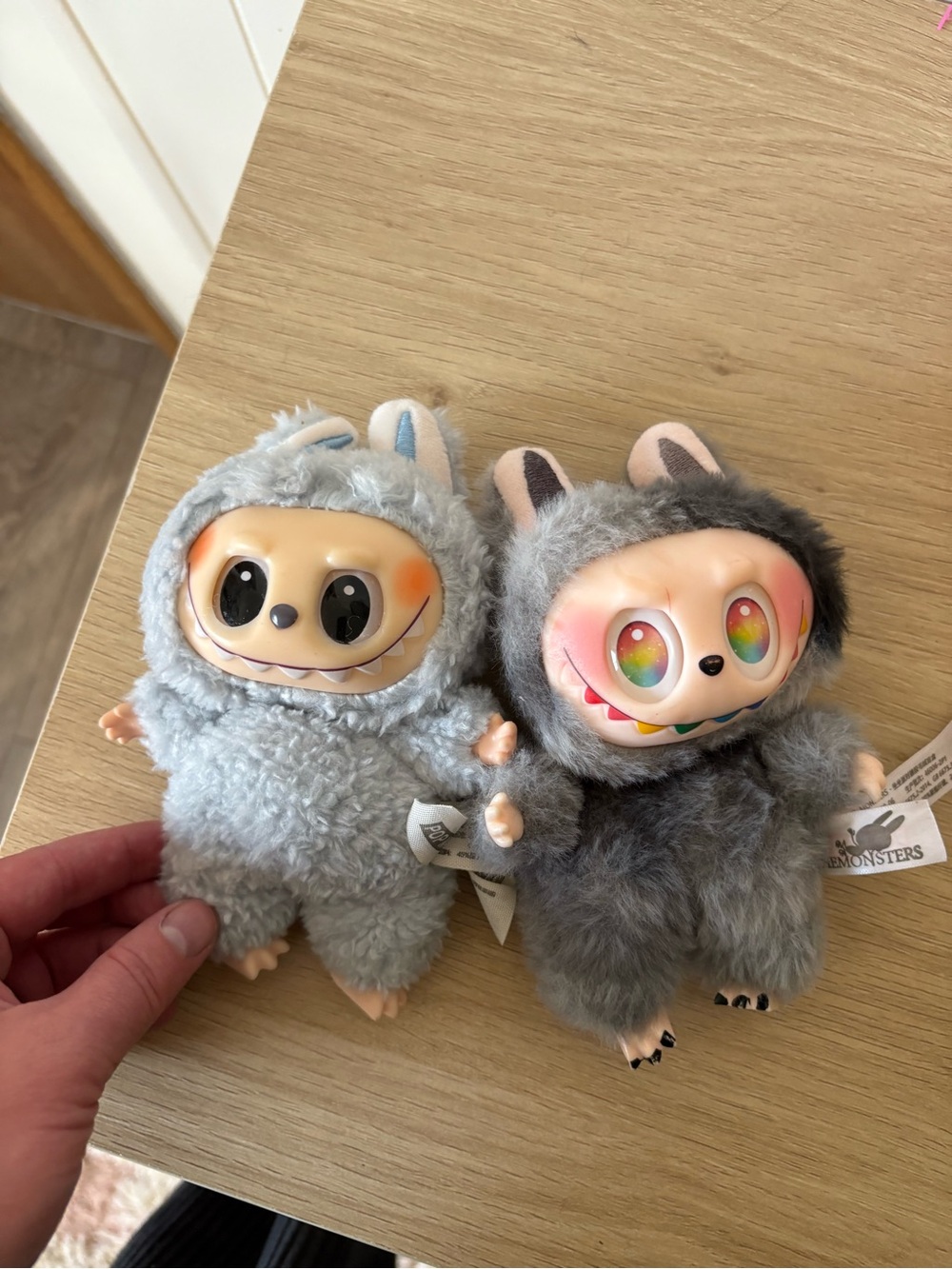Popmart Labubu Plush Gray Fuzzy Monster Toy - 👿 💗 🌈